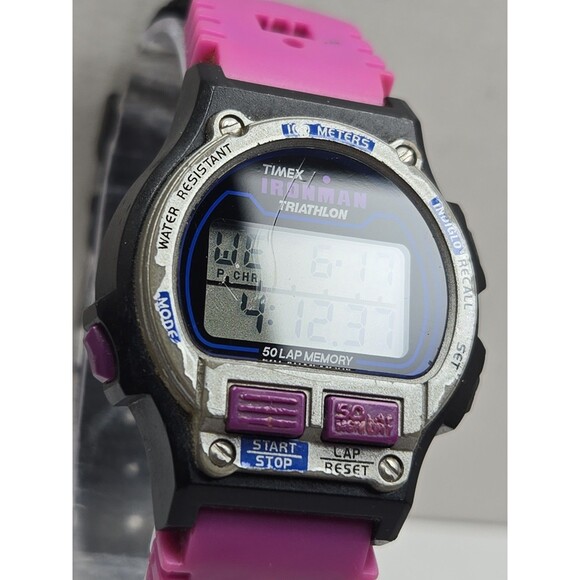 Vintage 1996 Timex Ironman Triathlon 50 Lap Purple Digital Watch New Battery main image 7
